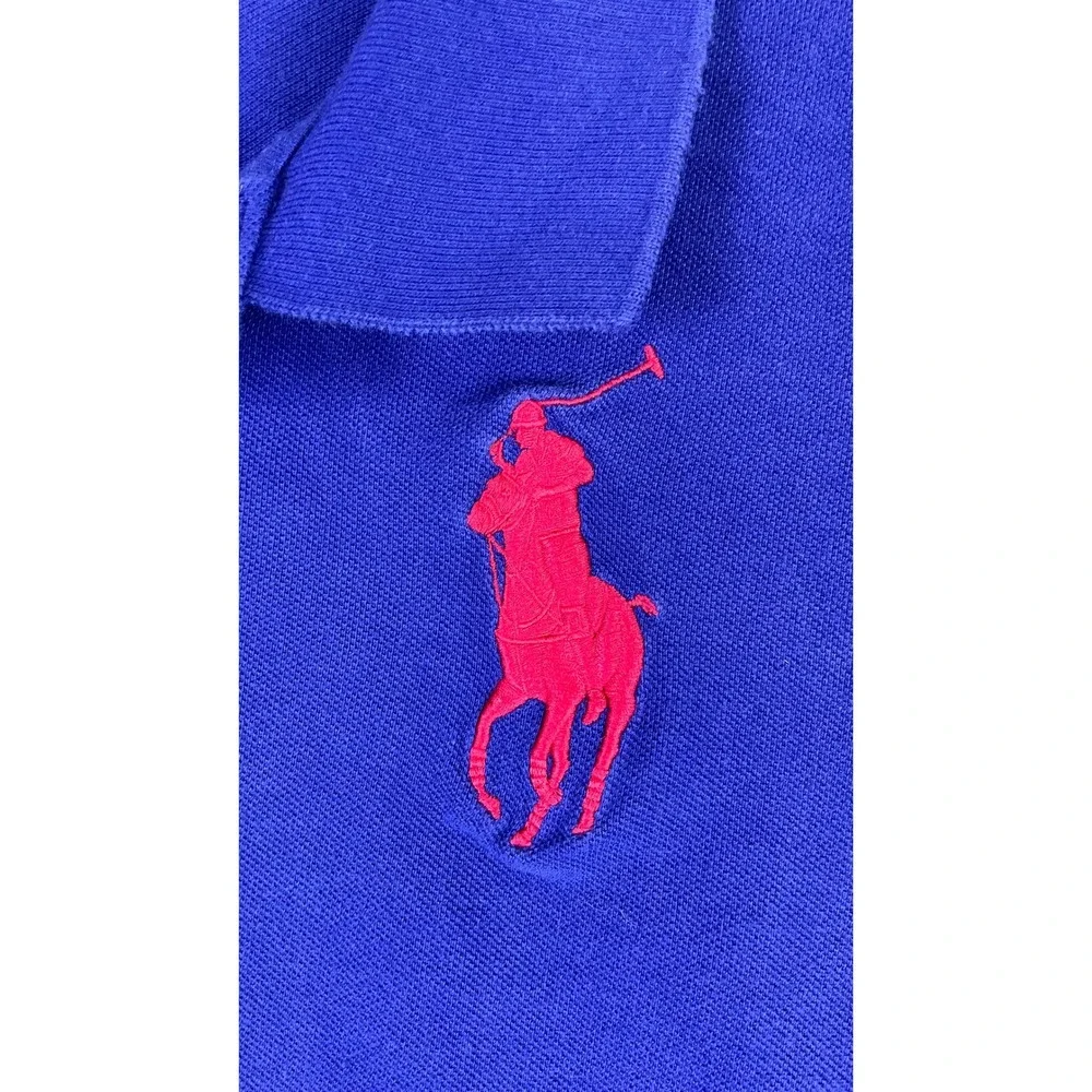 Polo Ralph Lauren Polo Shirt Boys Large 14-16 Blue Excellent Big Pony 3 Patch